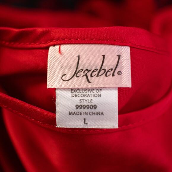 Jezebel Red and Black Lace Silky Slip Nighty Size Large - Picture 3 of 7